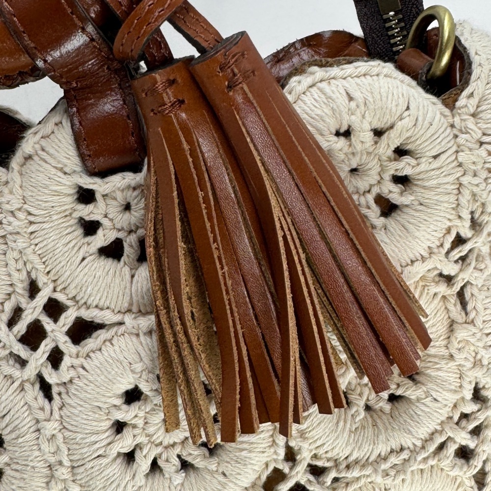 Patricia Nash Vobbia Crochet & Leather Top Handle Bag w/ Dust Bag | Boho - Picture 6 of 6